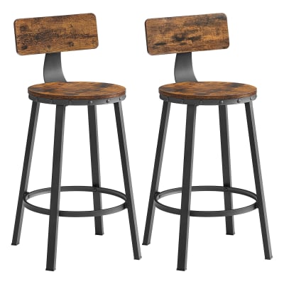 Tabourets de bar moderne avec dossier cadre en acier marron