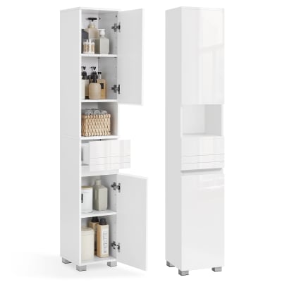 Colonne de salle de bain meuble haut rangement 30 x 30 x 170 cm blanc