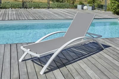 Lot de 2 bains de soleil en toile plastifiée et aluminium