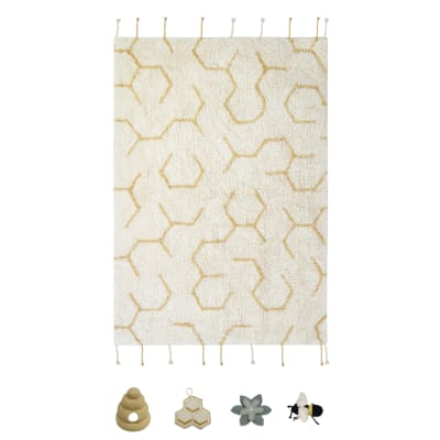 Tapis de jeu pollinisation en coton naturel 90 x 130 cm