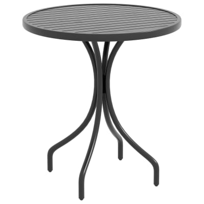 Table de jardin ronde ø 66 cm 2 pers. Acier plateau à lattes noir