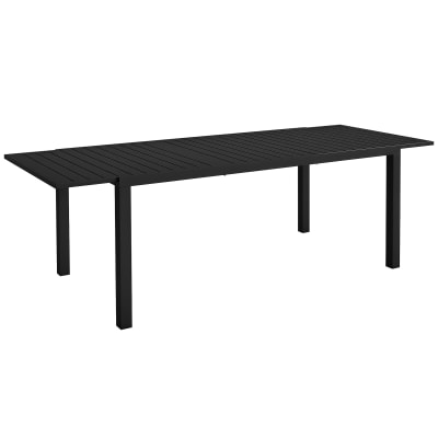 Table extensible de jardin 8 pers. plateau à lattes aluminium noir