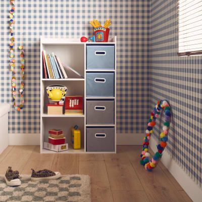 Meuble rangement enfant 2 paniers bleus