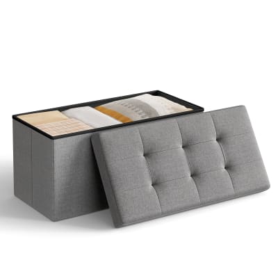 Banc de rangement coffre de siège banc de lit 76 x 38 x 38 cm gris