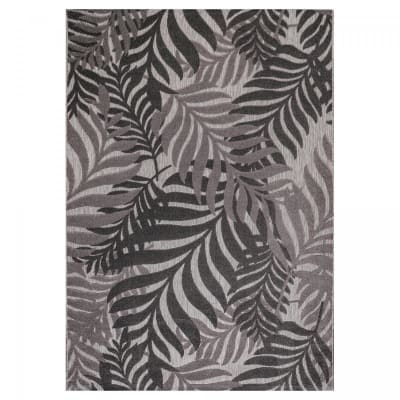 Tapis extérieur kilim pour terrasse et jardin gris et noir 160x230