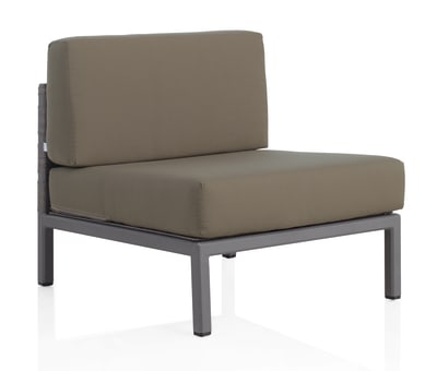 Fauteuil taupe aluminium et fibre fifertex avec coussin couleur marron