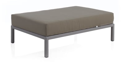 Pouf aluminium et fibre fifertex taupe, et coussin couleur marron