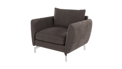 Fauteuil en microfibre avec pieds en métal argenté