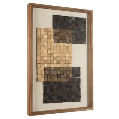 Décoration murale n°1 42x62cm mosaïque beige/noire pin recyclé