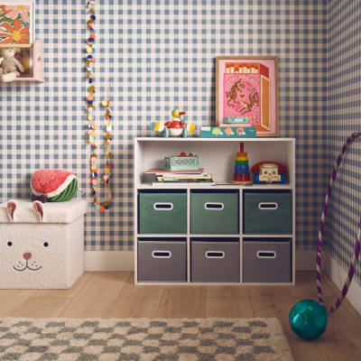 Meuble rangement enfant 3 paniers verts velours