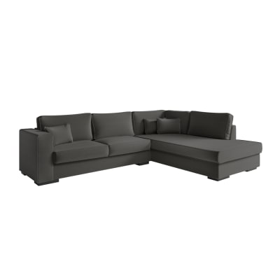 Canapé d'angle xxl 6 places en tissu - gris foncé - angle droit