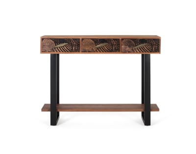 Console bois d'acacia teint naturelle et métal