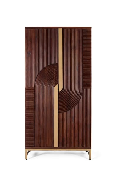 Meuble bar en bois manguier et métal
