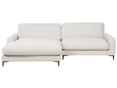 Canapé d'angle 3 personnes en tissu chenille blanc
