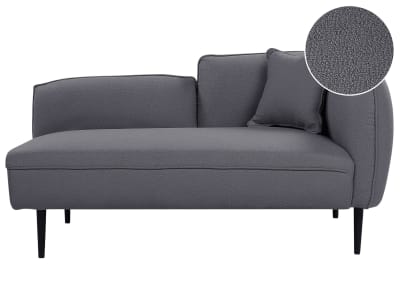 Chaise longue côté droit bouclé gris foncé