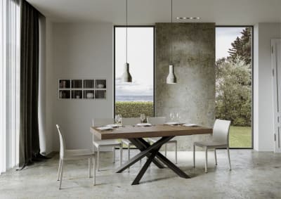 Table extensible 90x160/264 cm effet bois noyer