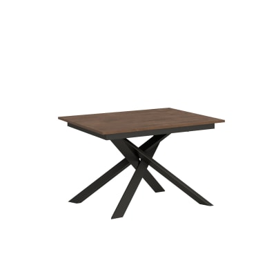 Table extensible effet bois noyer 90x120/180 cm