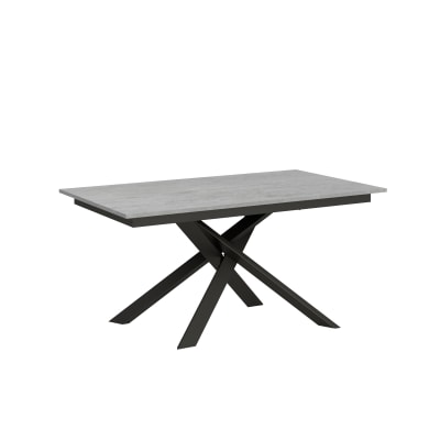Table extensible effet béton gris 90x160/220 cm