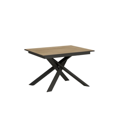 Table extensible effet bois chêne nature 90x120/180 cm