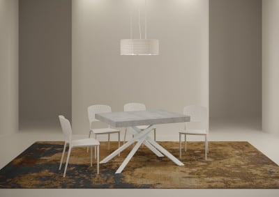 Table extensible 80x120/204 cm effet bois gris béton