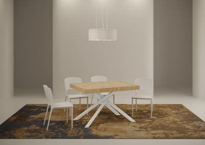 Table extensible 90x120/224 cm effet bois chêne nature