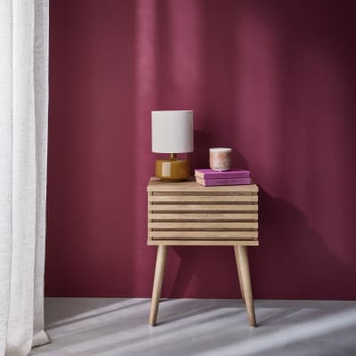 Table de chevet scandinave en décor bois rainuré