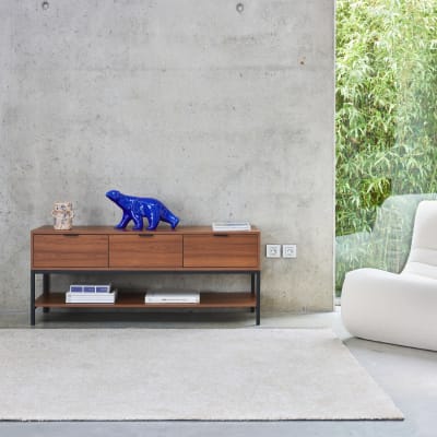 Meuble tv décor noyer 3 tiroirs et 1 étagère