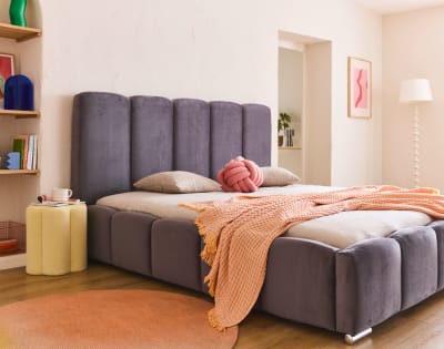 Lit coffre   140x200   sommier inclus  gris foncé