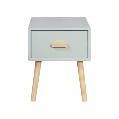 Table de chevet pour enfants verte avec 1 tiroir