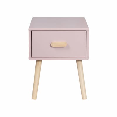 Table de chevet pour enfants rose avec 1 tiroir
