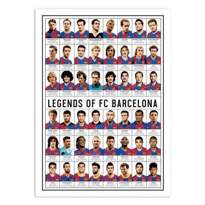Affiche 30x40 cm - Legends of FC Barcelona - Olivier Bourdereau