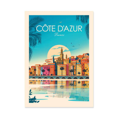 COTE D'AZUR FRANCE - STUDIO INCEPTION - Affiche d'art 50 x 70 cm