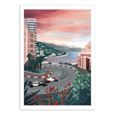 Affiche 50x70 cm - Monaco Circuit - Goed Blauw