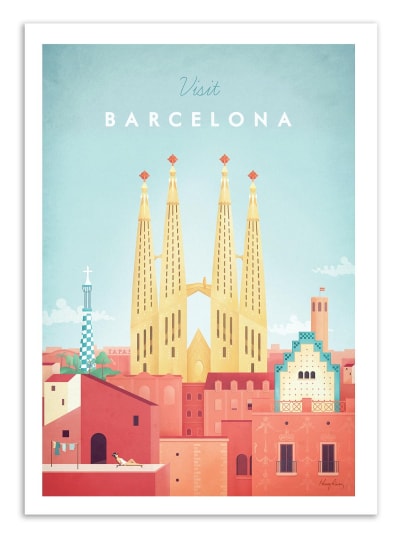 Affiche 30x40 cm - Visit Barcelona - Henry Rivers