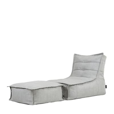 Pouf chauffeuse et repose-pieds de jardin gris