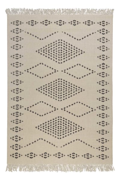 Tapis kilim pure laine tissé main ethnique chic beige 200x290