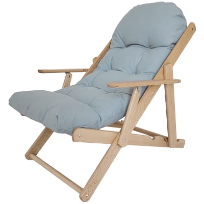 Fauteuil lounge pliable inclinable matelas grand confort bois gris