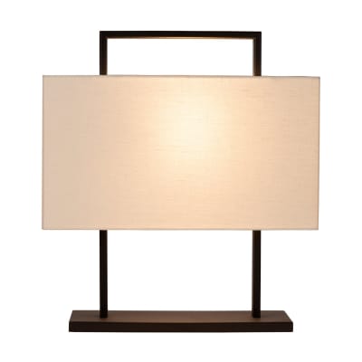 Lampe de table en métal avec abat-jour en lin, noir et blanc, 50 cm
