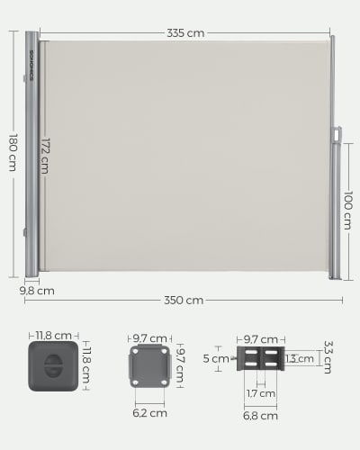 Store latéral aluminium rétractable brise-vue pour balcon gris