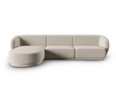 Canapé d'angle gauche modulable 4 places en velours beige