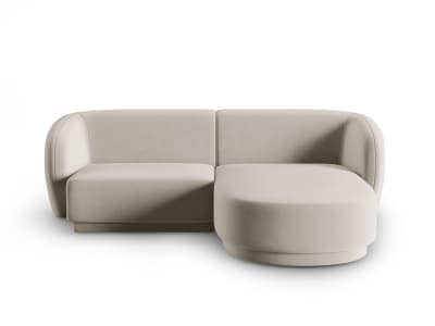 Canapé d'angle droit modulable 3 places en velours beige