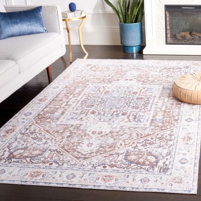 Tapis traditionnel en polyester taupe/beige, 244 x 305 cm