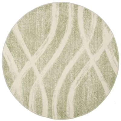 Tapis vague moderne en détresse en polypropylène vert/beige, 122 cm