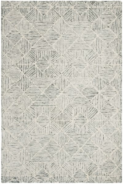 Tapis moderne en laine vert/blanc, 91 x 152 cm
