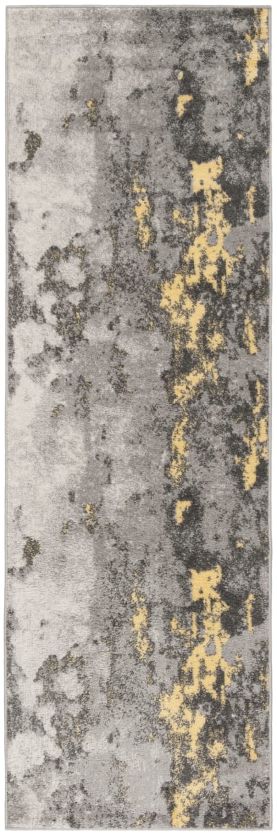 Tapis en polypropylène gris/jaune, 76 x 183 cm