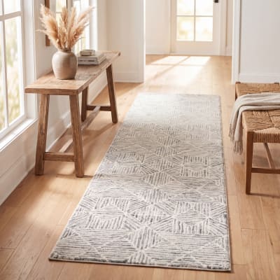Tapis moderne en laine vert/blanc, 69 x 122 cm