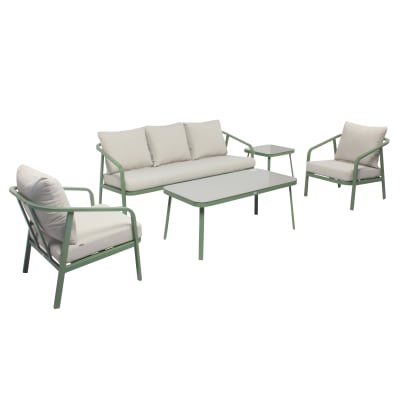 Salon de jardin 5 place en aluminium vert