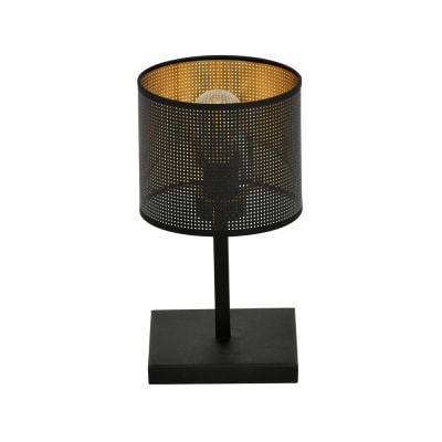 Lampe de table avec base rectangulaire noire et intérieur doré