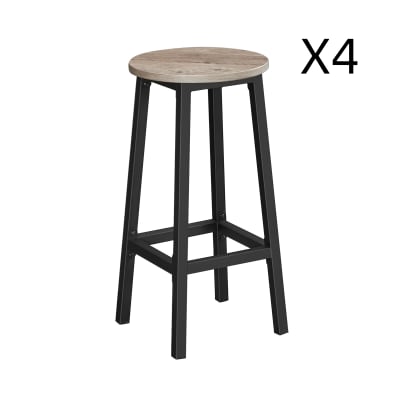 Ensembles de 4 tabourets de bar grège chiné 64 cm noir et gris
