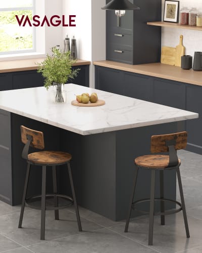 Lots de 4 tabouret de bar industriel avec dossier 63 cm marron et noir